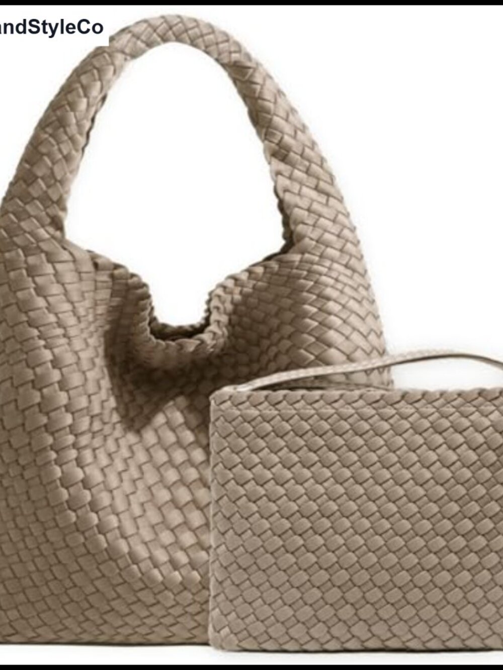 Handwoven Neoprene Hobo Tote with Wallet, Adjustable Shoulder Bag for Work